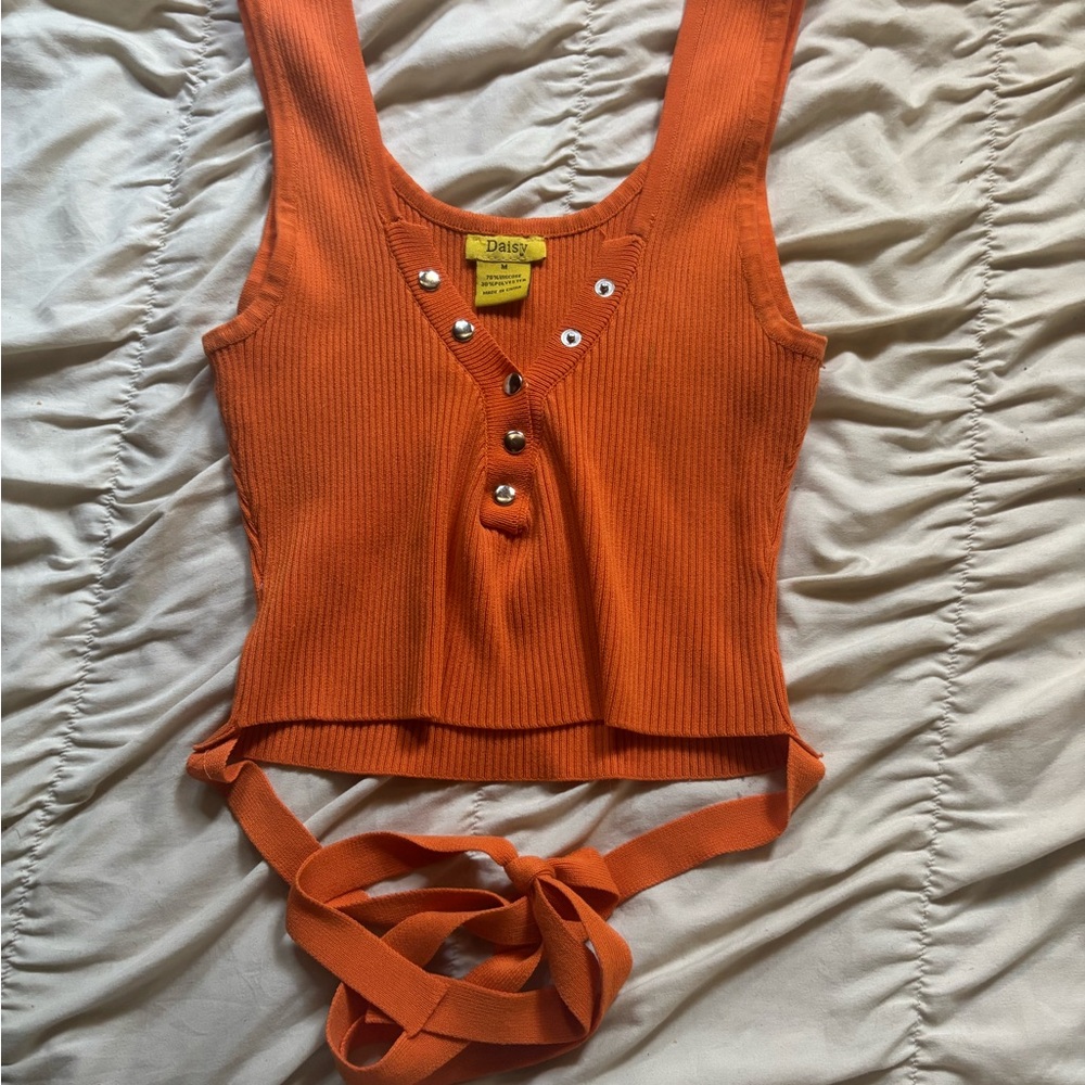 Daisy Vibrant Orange Ribbed Bodysuit
